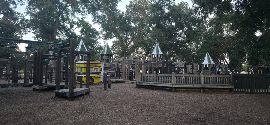 Turreted towers of the Leonard Park playground.