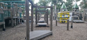 Decks and bridges inside the Leonard Park playground.