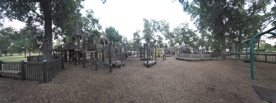 The playground seen from the walking path at Leonard Park.