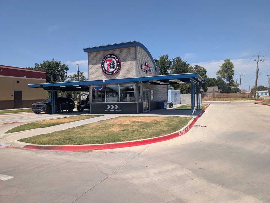 The 7 Brew Coffee drive-thru stand on West Highway 82.