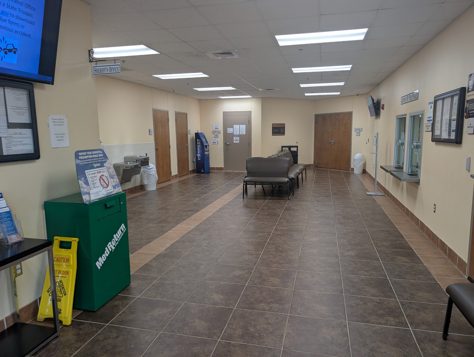 The public lobby inside the Cooke County Justice Center.