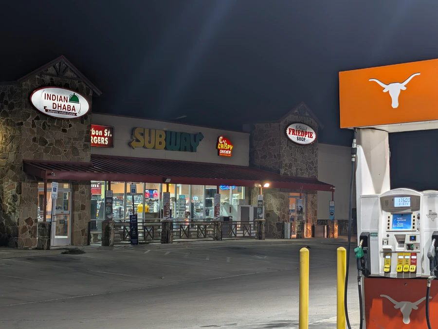 Night view of the 82 Travel Center on East Highway 82.