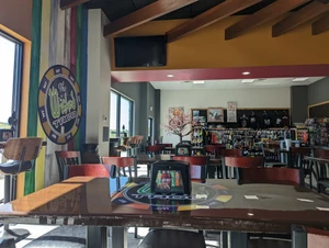 The Wicked Taco emblem over the dining room, July 2022.