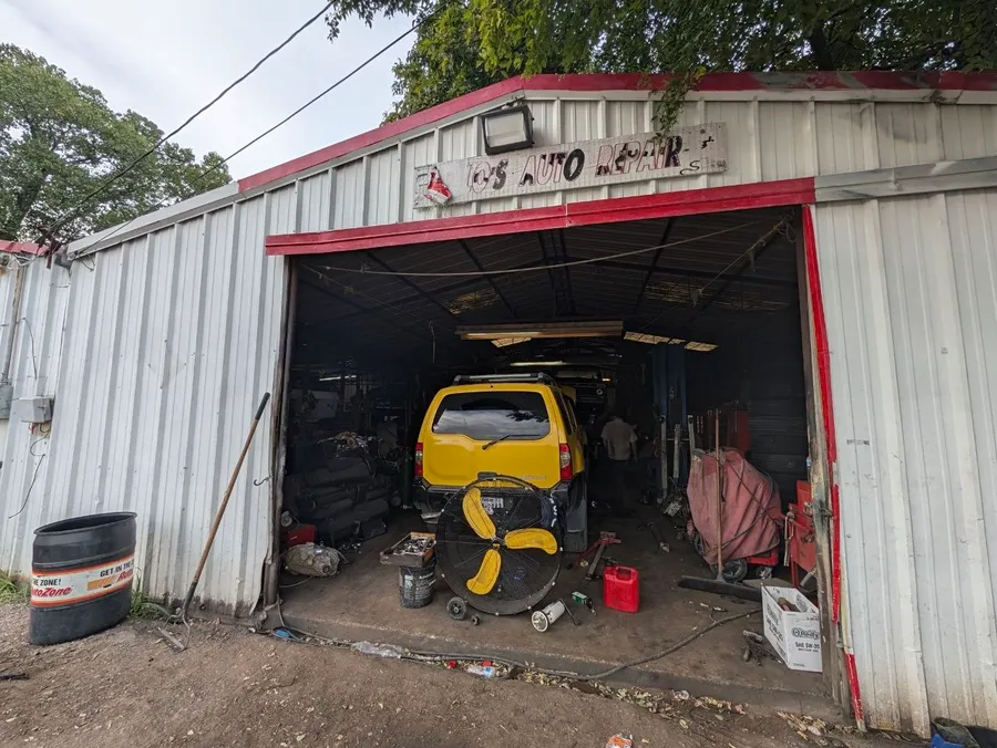 A car in the service bay at Lalo's Auto Repair.