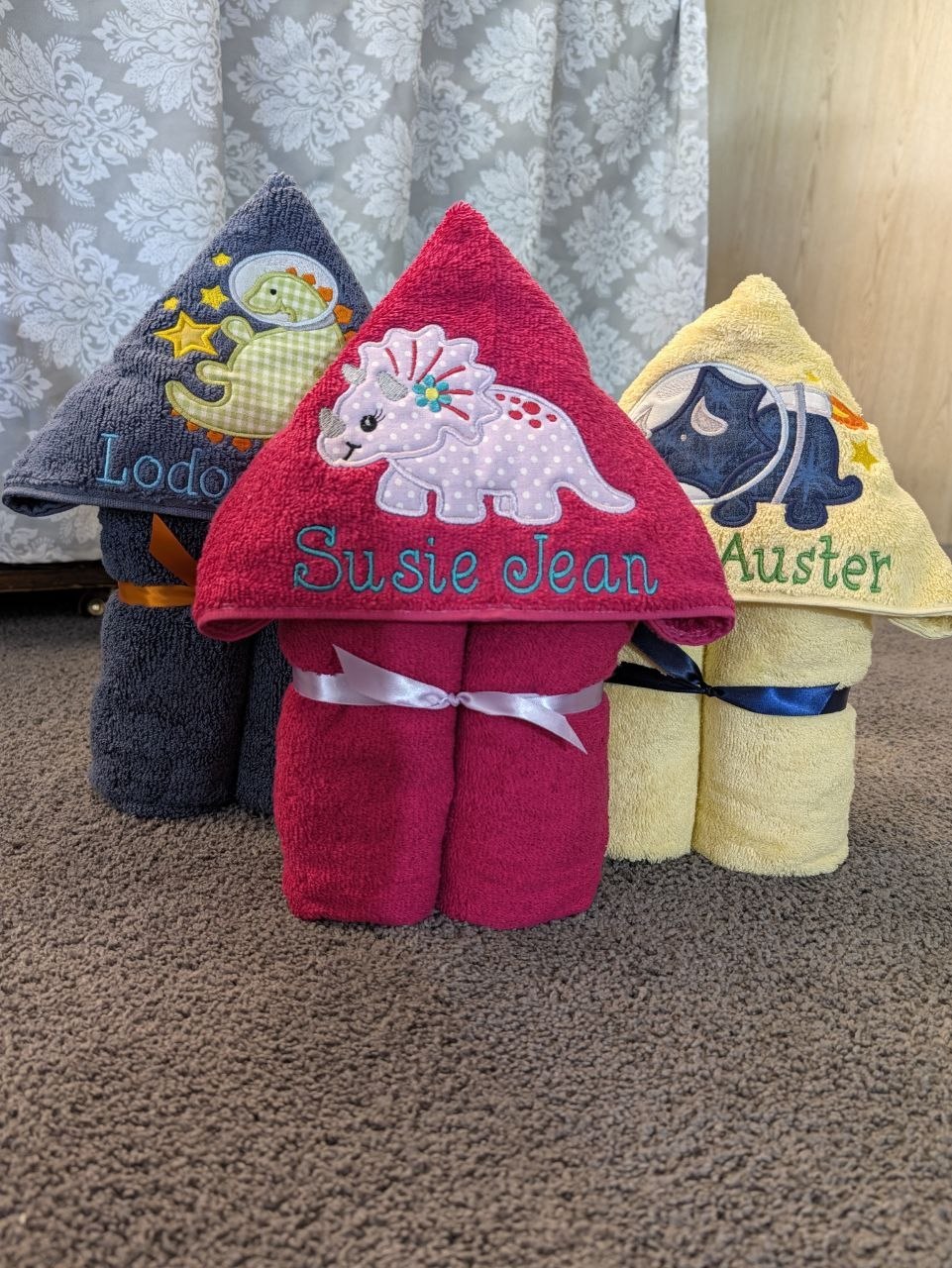 Why we keep ordering hooded towels from Rachel at Strait Stitchin'